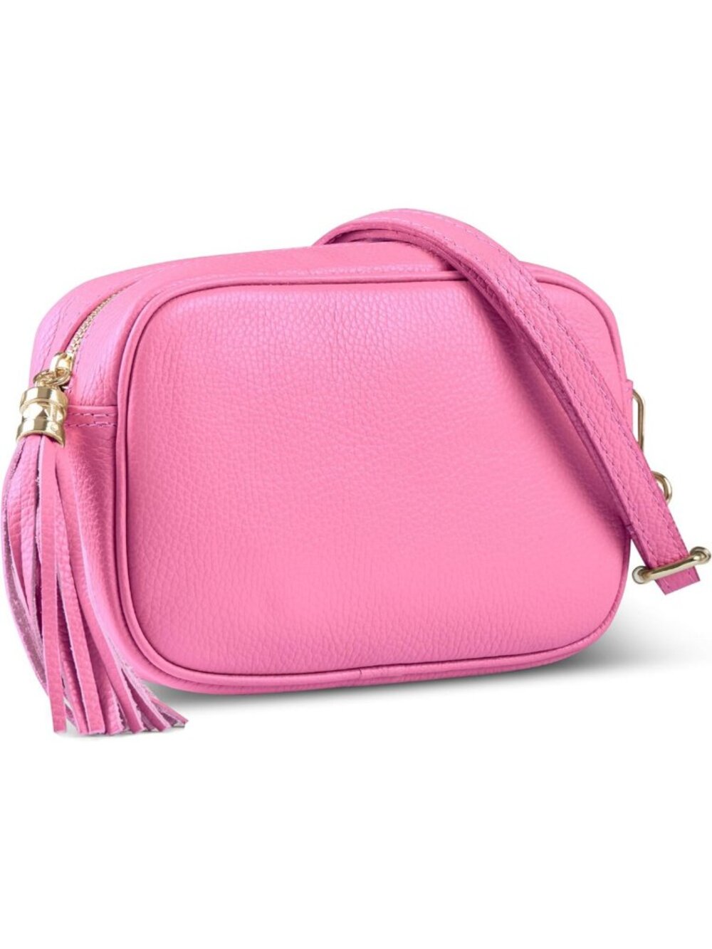 Stylish Pink Full-Grain Leather Crossbody Bag for Women - Small Purse, Chic